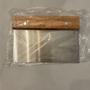 Wood Handle Dough Scraper / Bench Scraper - Natural Wood & Stainless
